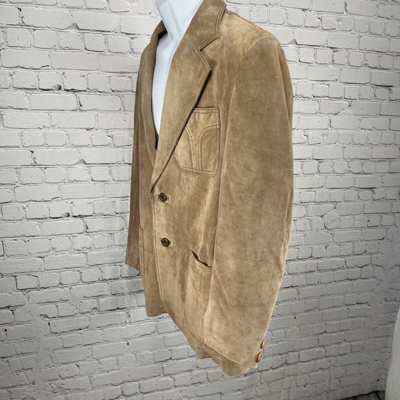 VTG William Barry Brown  Raw Pork Velour Leather Jacket Collar USA Made Size 40 - Picture 10 of 13